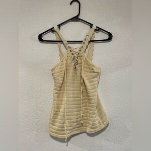 gimmicks by BKE Cream Lace-Up Knit Camisole